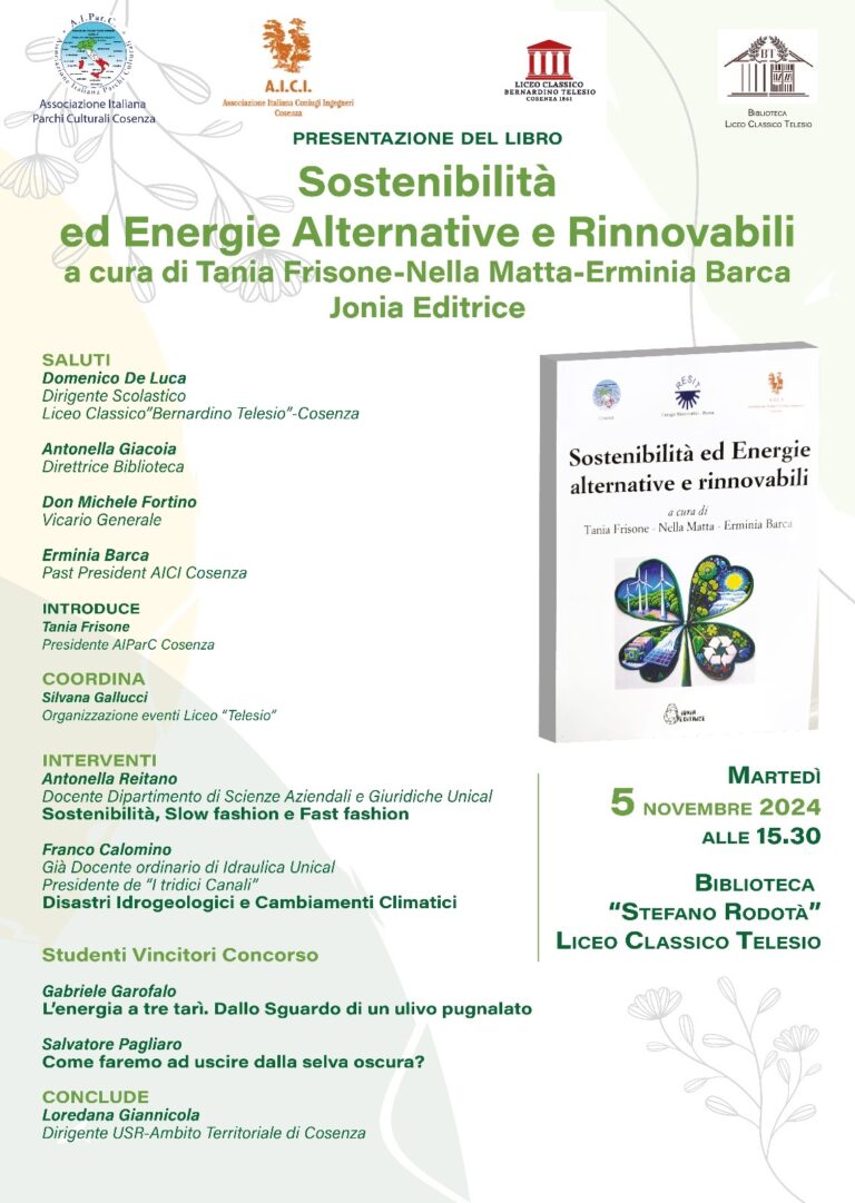 Presentazione del Libro: Sostenibilità ed Energie alternative e rinnovabili